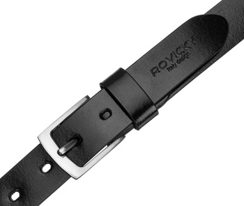 Wąski pasek skórzany do garnituru męskiego CZARNY. Skóra naturalna, licowa