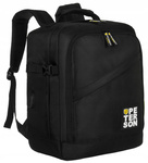 Duży czarny plecak z tkaniny hydrofobowej na suwak. Z żółtym logo.