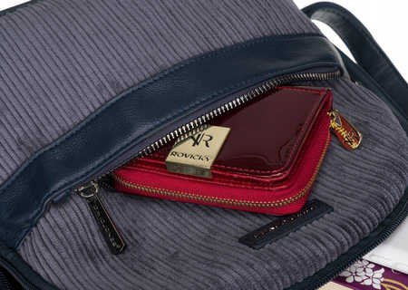 Mały plecak damski niebieski sztruksowy — David Jones