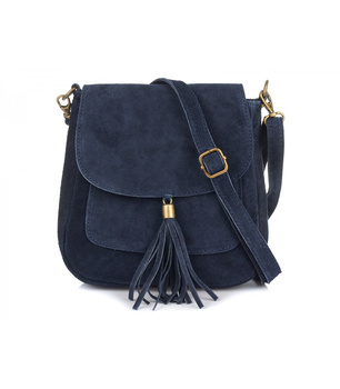 Mała zamszowa torebka damska listonoszka granatowa