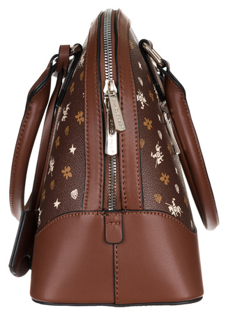 Zgrabny kuferek damski ze skóry ekologicznej we wzorki — David Jones