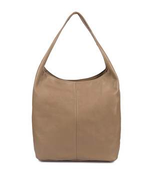 Duża BRĄZOWA Torebka Skórzana Worek - kawa z mlekiem