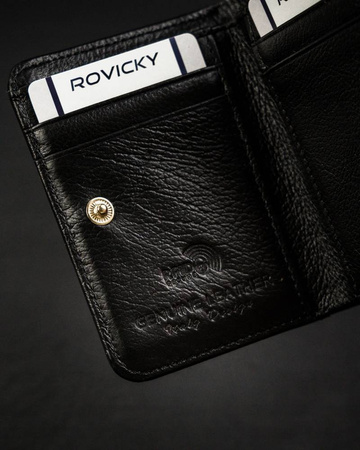 Mały czarny portfel damski skórzany lakierowany RFID