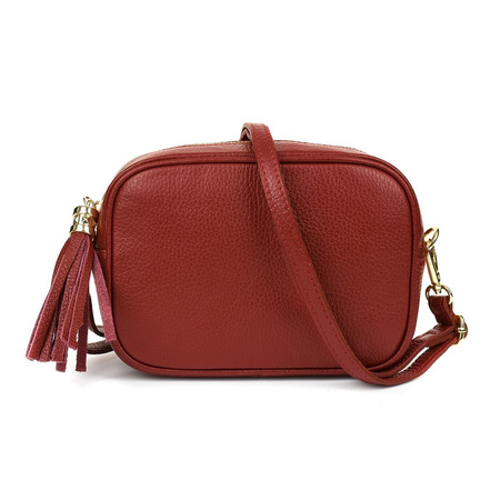 Mała czerwona włoska skórzana listonoszka fredzle