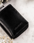 Mały skórzany portfel damski - czarny