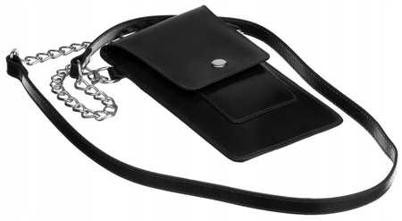 Malutka torebka damska na telefon Czarna mini listonoszka Skóra