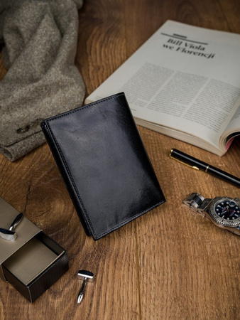 Portfel RFID ze skóry naturalnej pionowy składany Rovicky