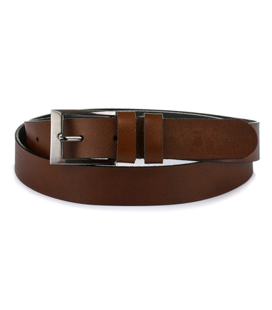 Brązowy skórzany pasek męski Beltimore wąski 100 cm