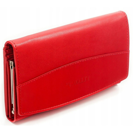 Lekki CZERWONY portfel damski ze skóry