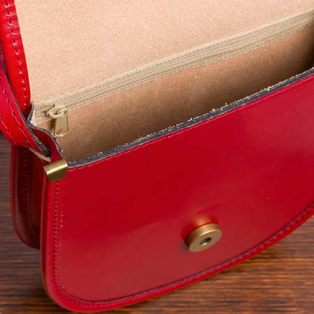 Malutka torebka damska skórzana listonoszka - czerwona