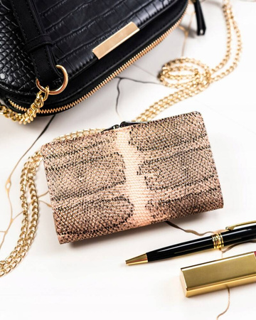 Skórzany portfel damski na bigiel i zatrzask — Lorenti