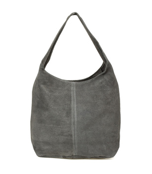 SZARA torebka skórzana zamszowa worek A4 suwak