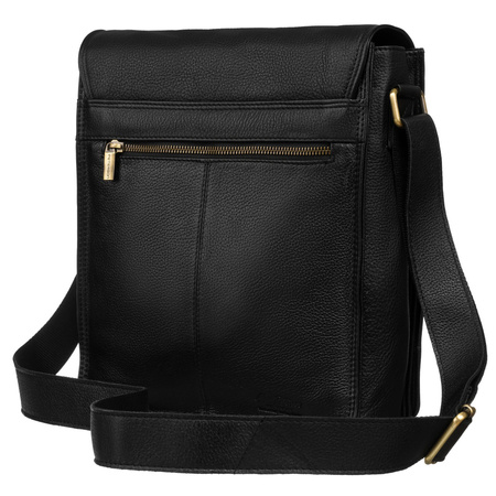 Listonoszka męska skórzana torba A4 - czarna