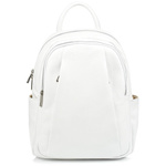 Biały Włoski Plecak Damski Skórzany A4 damski dużo kieszeni