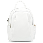 Duży plecak damski skórzany A4 Biały. Kieszenie na suwak.