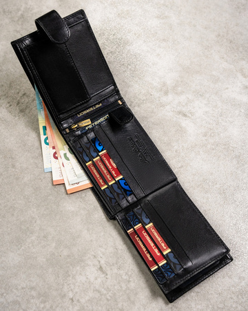 Zestaw męski na prezent: czarny portfel, etui na karty i brelok