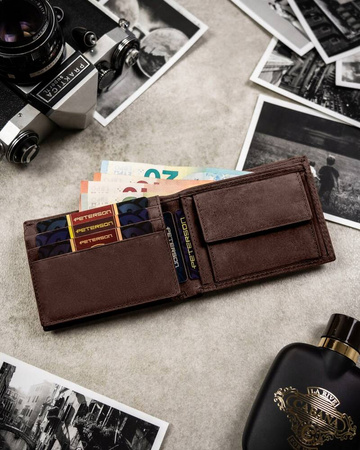 Zestaw prezentowy męski: skórzany, brązowy portfel i skórzany brelok