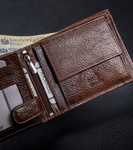 Klasyczny portfel męski poziomy z naturalnej skóry z technologią RFID— Rovicky