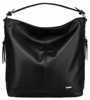 Duża torba damska na ramię czarna - 2 paski