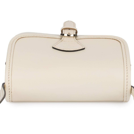 Mała Damska Torebka Skórzana Listonoszka Kremowa Ecru