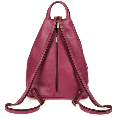 Śliwkowy włoski plecak skórzany damski Vera Pelle