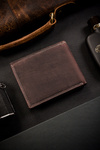 Ciemnobrązowy duży portfel męski skórzany Poziomy. Bez Zapięcia. RFID.