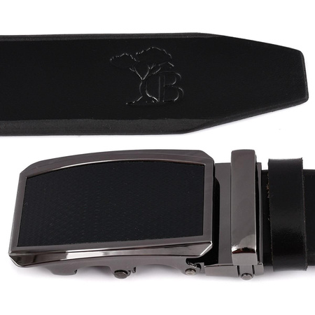 BELTIMORE pasek męski skórzany klamra automat czarny A21 czarny r.115-130 cm