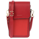 Purpurowa torebka na telefon - mini listonoszka z ekoskóry