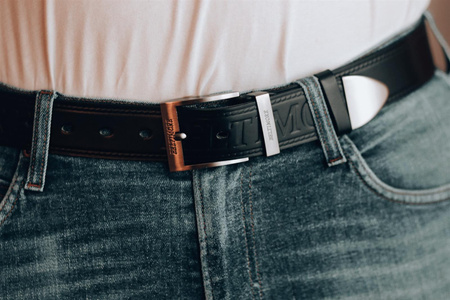 Beltimore męski skórzany pasek szeroki jeans czarny 524 czarny r.120-135 cm