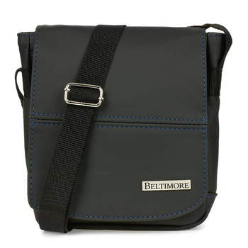 Czarno-niebieska mała męska torba z klapą skóra naturalna beltimore F20
