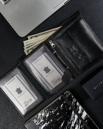 Skórzany portfel męski pionowy z rozbudowanym wnętrzem i RFID — Always Wild