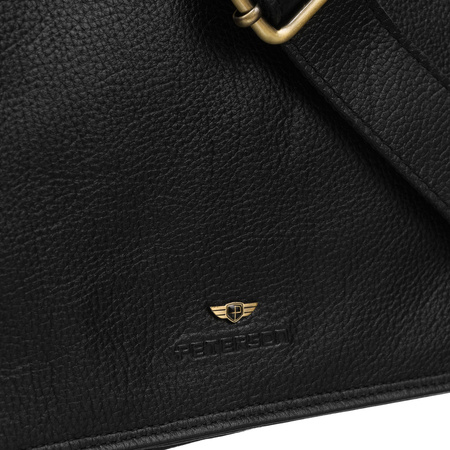 Listonoszka męska skórzana torba A4 - czarna