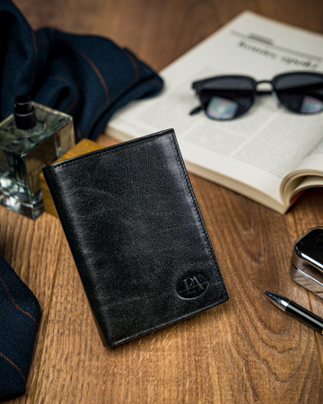 Miejski portfel męski bez zapięcia, skóra naturalna licowa, RFID Stop — Pierre Andreus