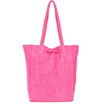 Fuksjowa Torebka damska A4 skóra zamsz, worek 