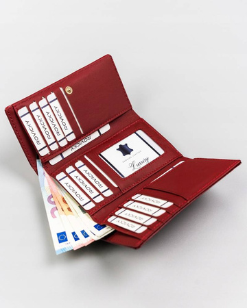 Portfel damski czerwony lakierowany. Skóra naturalna. RFID