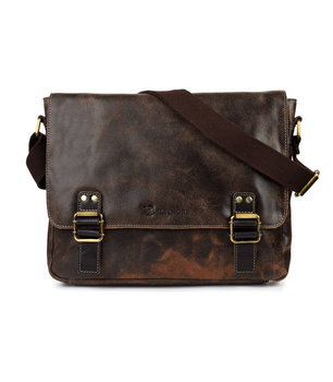 Duża skórzana torba męska vintage A4 na laptopa