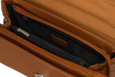 Modna damska listonoszka crossbody z rączką BRĄZOWA torebka z ekoskóry