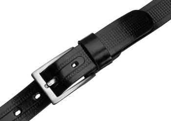 Pasek skórzany męski do garnituru z klamrą klasyczną. Czarny