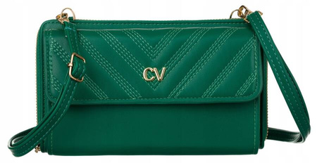 Zielona torebka na telefon - mini listonoszka z portfelem