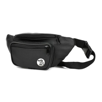 Skórzana Nerka Męska Saszetka Biodrowa. Czarna skóra naturalna