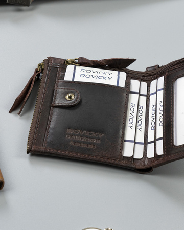 Pojemny portfel męski w stylu retro Rovicky brąz