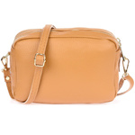 Mała torebka damska na ramię - skóra musztardowa