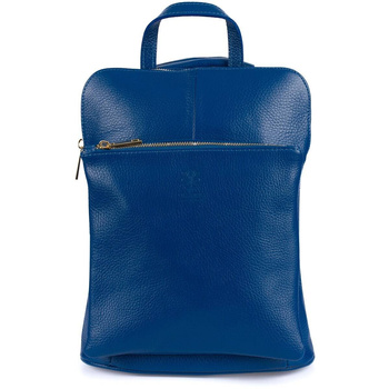 Niebieski skórzany plecak damski torba 2w1. Format A4.