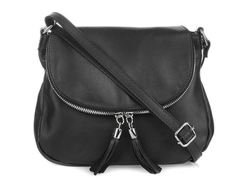 Czarna torebka listonoszka z miękkiej skóry