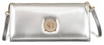 Mini torebka na telefon - SREBRNA damska kopertówka eko skóra.