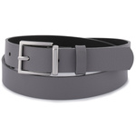 Ciemnoszary pasek damski skórzany. Srebrna klamra. 105 cm.
