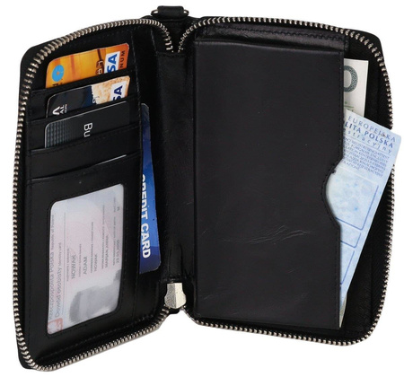 skórzana saszetka etui na dokumenty i telefon