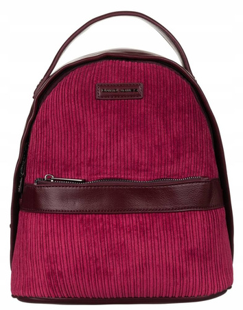 Mały plecak damski bordowy sztruksowy — David Jones