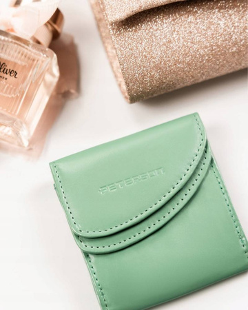 Malutki portfel damski skórzany - miętowy