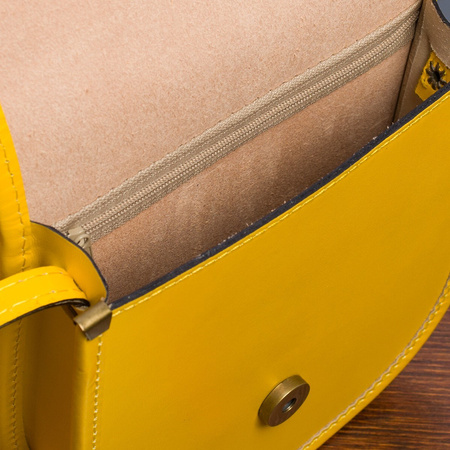 Żółta Beltimore Damska Skórzana Mała Torebka Listonoszka podkówka K68